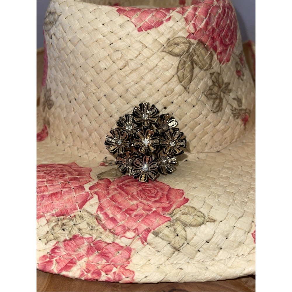 VINTAGE large bouquet FLOWERS Floral RHINESTONE Pin Brooch Grannycore - Picture 2 of 6